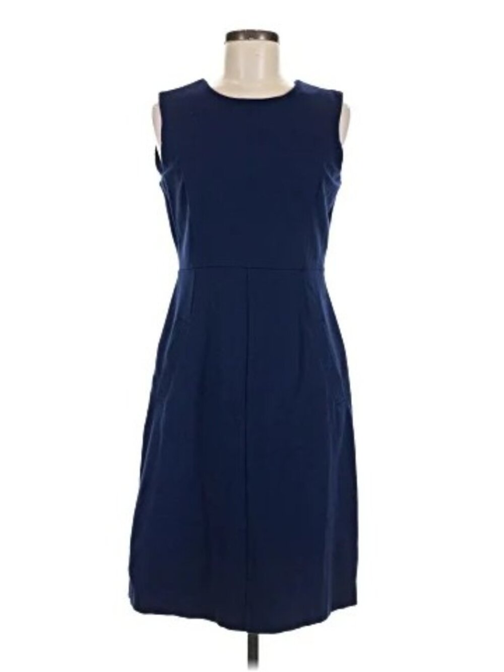 Lands' End Ponte Sheath Dress Navy Sleeveless Pockets Women's Size 8